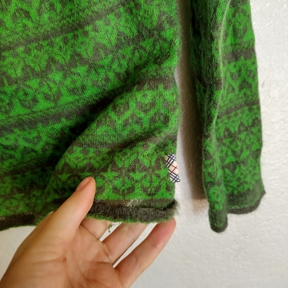 Burberry FairIsle TurtleNeck Lightweight Green Sweater Sz S - Picture 5 of 9